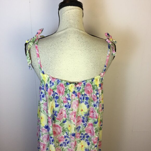 Eileen West Long Cami Nightgown Size M Womans Pink Floral Cotton Vtg Cottagecore - Picture 13 of 13